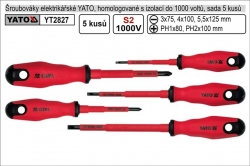 Šroubováky elektrikářské  YATO sada 5 kusů homologované  do 1000V  YT2827 