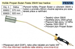 Hořák Propan Butan Festa 35kW 570mm bez hadice 