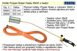 Hořák Propan Butan Festa 35kW 920mm s hadicí 