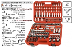 Gola sada Extol Premium 155 dílů kombinovaná 1/4" 3/8" 1/2" 